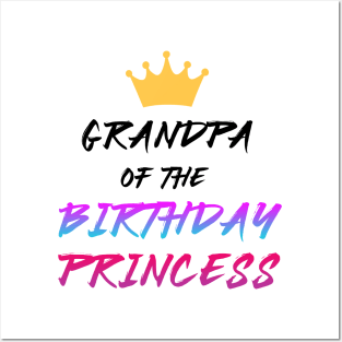 grandpa of the birthday princess black and pink Posters and Art